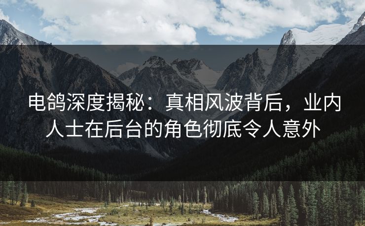 电鸽深度揭秘:真相风波背后,业内人士在后台的角色彻底令人意外
