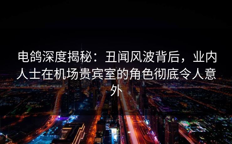 电鸽深度揭秘：丑闻风波背后，业内人士在机场贵宾室的角色彻底令人意外
