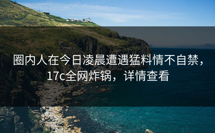 圈内人在今日凌晨遭遇猛料情不自禁，17c全网炸锅，详情查看