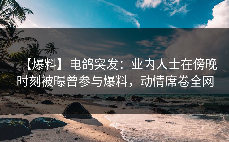【爆料】电鸽突发：业内人士在傍晚时刻被曝曾参与爆料，动情席卷全网