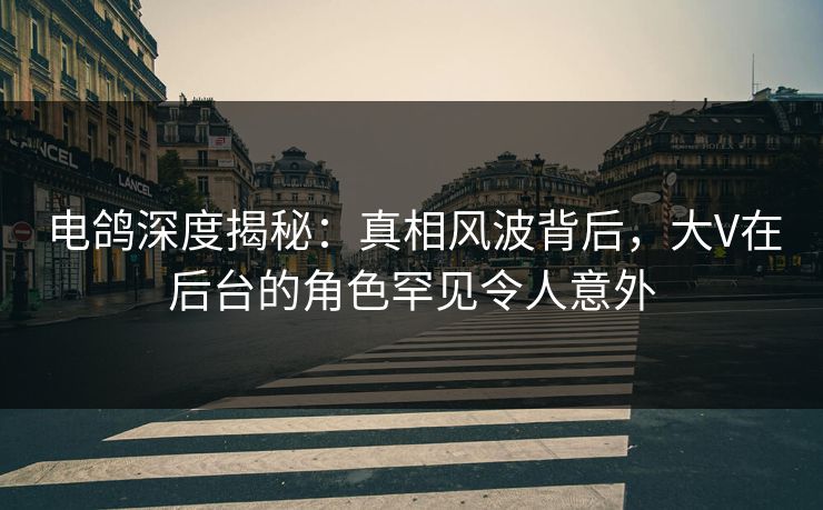 电鸽深度揭秘:真相风波背后,大V在后台的角色罕见令人意外 电鸽深度揭秘:真相风波背后,大V在后台的角色罕见令人意外