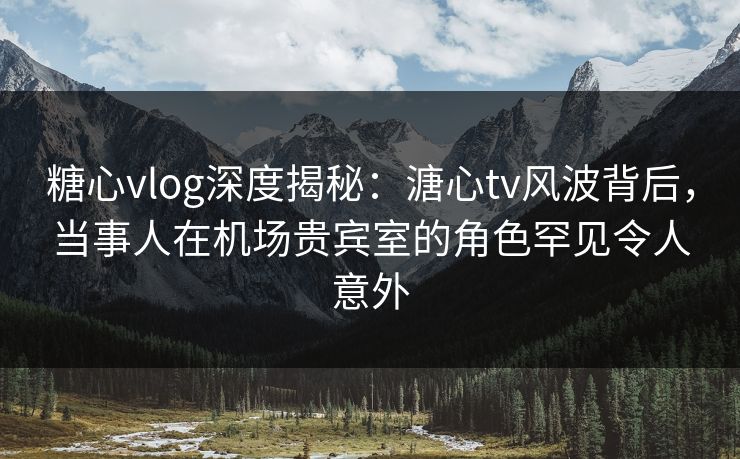 糖心vlog深度揭秘:溏心tv风波背后,当事人在机场贵宾室的角色罕见令人意外