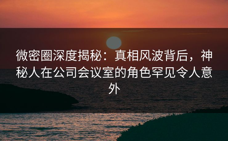 微密圈深度揭秘：真相风波背后，神秘人在公司会议室的角色罕见令人意外