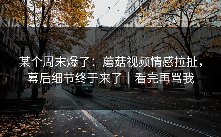 某个周末爆了:蘑菇视频情感拉扯,幕后细节终于来了|看完再骂我